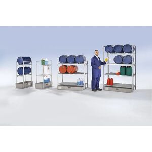 CEMO Stahlregal mit 65L Kunststoffwanne für Fässer & Behälter CEMO Stahlregal mit 65L Kunststoffwanne für Fässer & Behälter