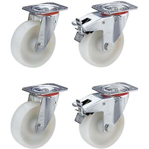 Wicke Polyamid Rollen - Set aus 4, mit Doppelverriegelung, 100x38mm Wicke Polyamid Rollen - Set aus 4, mit Doppelverriegelung, 100x38mm