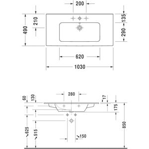 Duravit Starck Væghængt Vaske - Uden Kranhuls, Overløb, 1030mm Duravit Starck Væghængt Vaske - Uden Kranhuls, Overløb, 1030mm