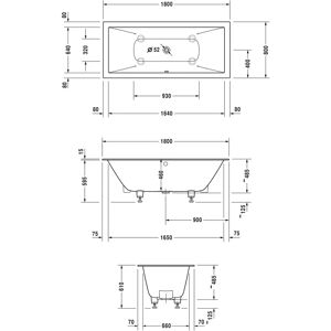 Duravit DuraSquare Badewanne - Rechteckig, 2 Rückenlehnen, Weiß - 1800 x 800 mm - Badewanne Duravit DuraSquare Badewanne - Rechteckig, 2 Rückenlehnen, Weiß - 1800 x 800 mm - Badewanne