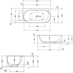 Duravit Luvit Eckbadewanne - Nahtlose Montage, Weiß, 185x95cm Duravit Luvit Eckbadewanne - Nahtlose Montage, Weiß, 185x95cm