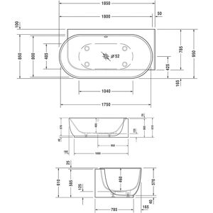 Duravit Luv Cadă - Ovală, colț drept, 2 suporturi cap - Baie Duravit Luv Cadă - Ovală, colț drept, 2 suporturi cap - Baie