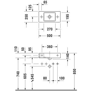 Lavabo Duravit Vero Air mural - Carré, 500x250mm, Blanc - Publicité Lavabo Duravit Vero Air mural - Carré, 500x250mm, Blanc - Publicité