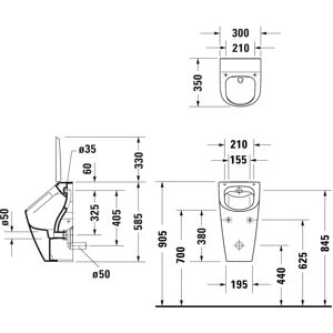 Urinal duravit Philippe Starck alb fără rimă - Urinal Urinal duravit Philippe Starck alb fără rimă - Urinal