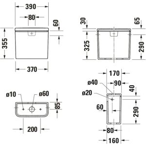Duravit DuraStyle Basic Spülkasten - Weiß, 390x170x355mm Duravit DuraStyle Basic Spülkasten - Weiß, 390x170x355mm