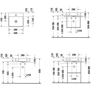 Chiuvetă de perete dreptunghiulară alb Duravit DuraSquare Chiuvetă de perete dreptunghiulară alb Duravit DuraSquare
