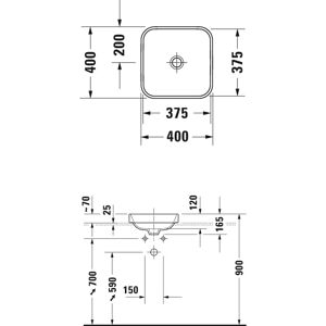 Duravit Modell 235940 Quadratisches Wandbecken - Waschbecken Duravit Modell 235940 Quadratisches Wandbecken - Waschbecken
