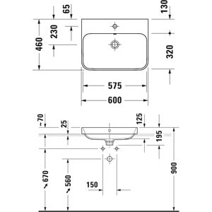 Lavoar Duravit Happy D.2 Plus - Alb, Dreptunghiular, Fără orificiu pentru robinet Lavoar Duravit Happy D.2 Plus - Alb, Dreptunghiular, Fără orificiu pentru robinet