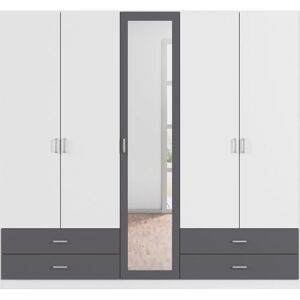 Rauch Borbona Kleiderschrank - 5-türig, Weiß & Metallic Rauch Borbona Kleiderschrank - 5-türig, Weiß & Metallic
