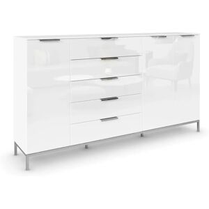 Rauch Flipp Sideboard - Alpinweiß & Kristallglas - 3-türig, 5 Schubladen Rauch Flipp Sideboard - Alpinweiß & Kristallglas - 3-türig, 5 Schubladen