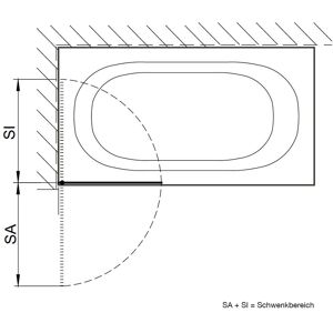 Kronenbach Tube Badkuipwand - Linker scharnier - 30-90cm - 100-210cm Kronenbach Tube Badkuipwand - Linker scharnier - 30-90cm - 100-210cm
