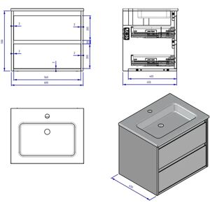 Megabad Loft Waschtisch mit Unterschrank - 60cm, 2 Auszüge Megabad Loft Waschtisch mit Unterschrank - 60cm, 2 Auszüge