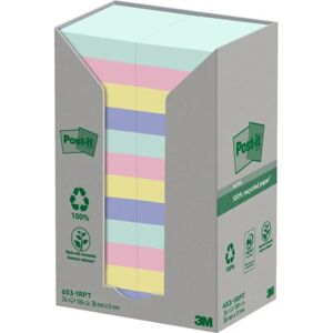 Post-It Recycled Notes Assorted Colours 38x51mm - 24 Blocks - Self-Adhesive Labels Post-It Recycled Notes Assorted Colours 38x51mm - 24 Blocks - Self-Adhesive Labels