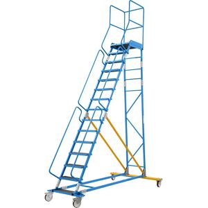 Escalera móvil Eurokraft Pro con plataforma - 15 peldaños Escalera móvil Eurokraft Pro con plataforma - 15 peldaños