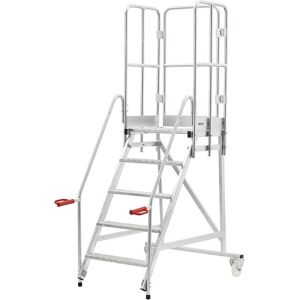 Escalera móvil con plataforma eurokraft pro - 5 peldaños, zinc, puerta, azul claro y gris - Escalera Escalera móvil con plataforma eurokraft pro - 5 peldaños, zinc, puerta, azul claro y gris - Escalera