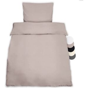 Set di biancheria da letto in cotone Beautissu - Taupe - Tutte le stagioni Set di biancheria da letto in cotone Beautissu - Taupe - Tutte le stagioni