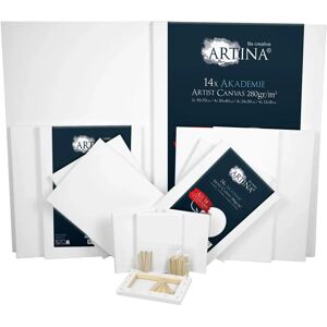 Artina Leinwand-Set - 14 Baumwoll-Leinwände - 50x70cm, 30x40cm, 24x30cm, 13x18cm - FSC-zertifizierter Rahmen Artina Leinwand-Set - 14 Baumwoll-Leinwände - 50x70cm, 30x40cm, 24x30cm, 13x18cm - FSC-zertifizierter Rahmen