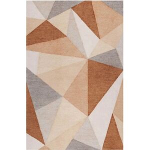 WECONhome Brauner Kurzflorteppich mit geometrischem Muster - Teppich WECONhome Brauner Kurzflorteppich mit geometrischem Muster - Teppich