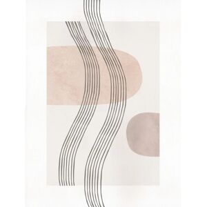 KOMAR - Line Art Waves - 30x40 cm - Marrón pastel - Wall art KOMAR - Line Art Waves - 30x40 cm - Marrón pastel - Wall art