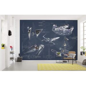 KOMAR Star Wars Blueprint Dark Vinyl Wallpaper - 400x280 cm KOMAR Star Wars Blueprint Dark Vinyl Wallpaper - 400x280 cm