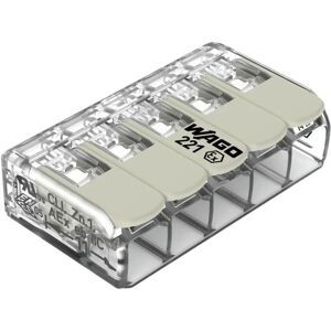 WAGO 221-485 Terminal Block - 5-pole, 0.20-4 mm², Transparent, White WAGO 221-485 Terminal Block - 5-pole, 0.20-4 mm², Transparent, White
