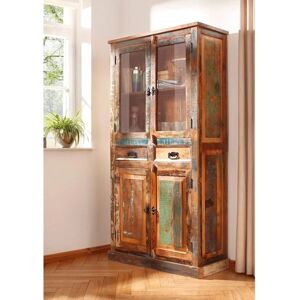 SIT RIVERBOAT Bunt Handgefertigte recycelte Fischerboot-Vitrine - 180cm SIT RIVERBOAT Bunt Handgefertigte recycelte Fischerboot-Vitrine - 180cm