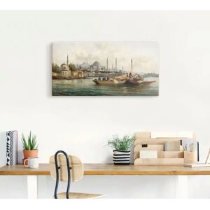 ARTLAND Wandbild Handelsschiffe vor Hagia Sophia - Leinwand, Blau, 100x50cm ARTLAND Wandbild Handelsschiffe vor Hagia Sophia - Leinwand, Blau, 100x50cm