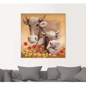 ARTLAND Kuh Leinwandbild - 50x50cm, Beige, Künstlerdruck ARTLAND Kuh Leinwandbild - 50x50cm, Beige, Künstlerdruck