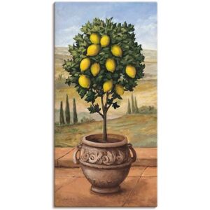 ARTLAND Zitronenbaum Wandbild - Beige - 30x60cm - Leinwand & Metall ARTLAND Zitronenbaum Wandbild - Beige - 30x60cm - Leinwand & Metall