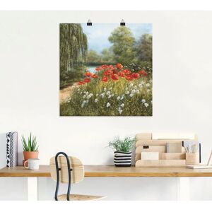 ARTLAND - Mohnwiese am See - 50x50 cm - Grün - Wall art ARTLAND - Mohnwiese am See - 50x50 cm - Grün - Wall art