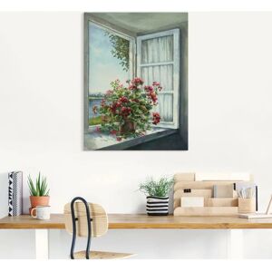 ARTLAND Geranien am Fenster Weiß Leinwandbild - Wandbild ARTLAND Geranien am Fenster Weiß Leinwandbild - Wandbild