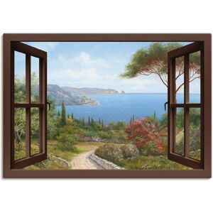ARTLAND Frühlingmorgen Fensterblick Wandbild - Braun Leinwandbild ARTLAND Frühlingmorgen Fensterblick Wandbild - Braun Leinwandbild