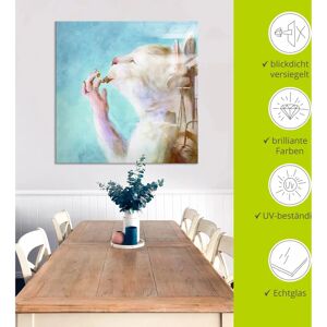 ARTland - Naschkatze - blau - 20x20 cm - Glass wall art ARTland - Naschkatze - blau - 20x20 cm - Glass wall art