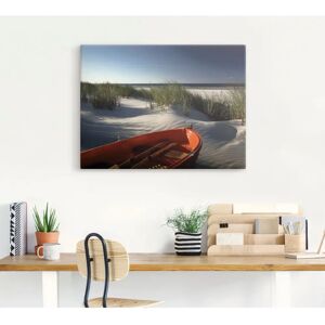 ARTLAND Rotes Boot am Strand... Leinwandbild - Wandbild ARTLAND Rotes Boot am Strand... Leinwandbild - Wandbild