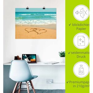 ARTLAND - Herzen im Sand - Blau - 80x60 cm - Wall art ARTLAND - Herzen im Sand - Blau - 80x60 cm - Wall art