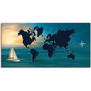 ARTLAND Weltkarte Leinwandbild - Seestück - 60x30cm ARTLAND Weltkarte Leinwandbild - Seestück - 60x30cm