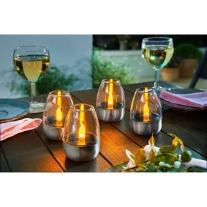 Viva Domo Solar-LED Windlicht - 4 Stück, Silber - Solar-LED Windlicht Viva Domo Solar-LED Windlicht - 4 Stück, Silber - Solar-LED Windlicht