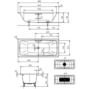 Kaldewei Cayono Duo 180x80cm Stahl-Email Badewanne - Rechteck, Doppel, Weiß Kaldewei Cayono Duo 180x80cm Stahl-Email Badewanne - Rechteck, Doppel, Weiß