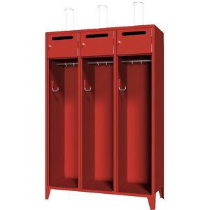 Dulap de pompieri Pavoy - 3 compartimente, 6 dulapuri, Roșu, Model RAL 3000 Dulap de pompieri Pavoy - 3 compartimente, 6 dulapuri, Roșu, Model RAL 3000