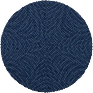 Tapis de Boules de Laine Alva - Rond Bleu Foncé - Publicité Tapis de Boules de Laine Alva - Rond Bleu Foncé - Publicité