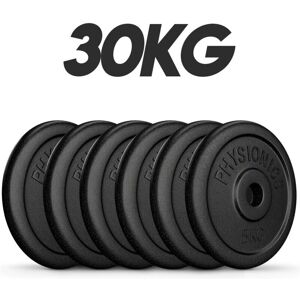 Zestaw 6 talerzy z odlewu żeliwnego Physionics 30kg - 6 talerzy, Ø31mm Zestaw 6 talerzy z odlewu żeliwnego Physionics 30kg - 6 talerzy, Ø31mm