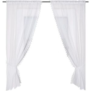 HOME WOHNIDEEN Leona White Curtain Set - Semi-Transparent, Polyester HOME WOHNIDEEN Leona White Curtain Set - Semi-Transparent, Polyester