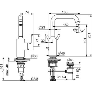 Hansa - Vantis - Mitigeur lavabo - Schwenk-Auslauf - 152mm - Chrom Hansa - Vantis - Mitigeur lavabo - Schwenk-Auslauf - 152mm - Chrom