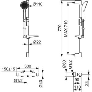 Hansa Prisma Duschsystem - Thermostat, Wandmontage, 770mm - Duschsystem Hansa Prisma Duschsystem - Thermostat, Wandmontage, 770mm - Duschsystem