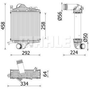 Mahle Intercooler - Alumiininen Jäähdytin - 50mm Sisäänmeno - 56mm Ulosmeno - Intercooler Mahle Intercooler - Alumiininen Jäähdytin - 50mm Sisäänmeno - 56mm Ulosmeno - Intercooler