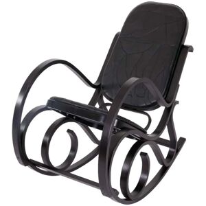 HHG - Mecedora M41 - Madera maciza nogal - Cuero patchwork negro - Chair HHG - Mecedora M41 - Madera maciza nogal - Cuero patchwork negro - Chair