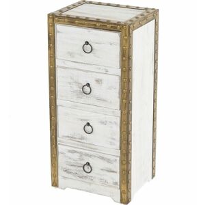 HHG Duran Comodino Vintage Shabby a 4 Cassetti - Mobile di stoccaggio HHG Duran Comodino Vintage Shabby a 4 Cassetti - Mobile di stoccaggio