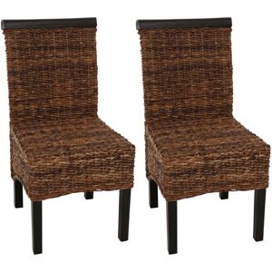 HHG M45 Juego de 2 sillas de mimbre marrón oscuro - Silla de comedor HHG M45 Juego de 2 sillas de mimbre marrón oscuro - Silla de comedor