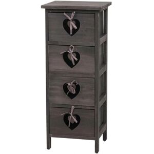 Mendler Forli - Commode en Paulownia 4 tiroirs avec ornement en forme de cœur - Gris marron Mendler Forli - Commode en Paulownia 4 tiroirs avec ornement en forme de cœur - Gris marron