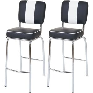 Tabourets de Bar Rétro Modernes Mendler - Lot de 2 - Noir et Blanc - Style Vintage 50s Tabourets de Bar Rétro Modernes Mendler - Lot de 2 - Noir et Blanc - Style Vintage 50s